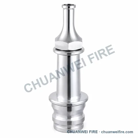 Silver-Finish Compact Straight-Stream Fire Hose Nozzle