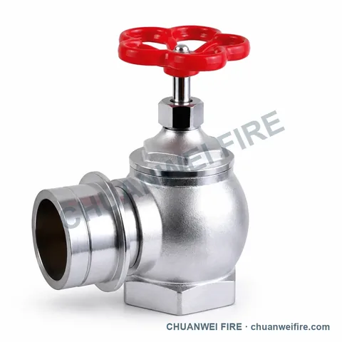 Red-Handwheel Silver-Finish Straight-Outlet Fire Hose Valve