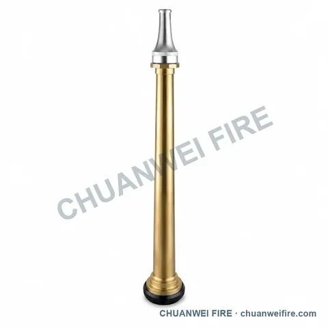 Silver-Finish Head Brass-Finish Long Straight-Stream Fire Hose Nozzle