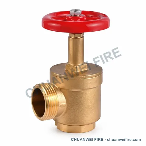 Brass-Finish Barrel-Body Left-Outlet Fire Hose Valve