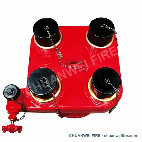Red Four-Way Fire Department Connection