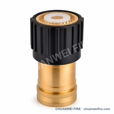 Black Wide-Head Brass-Finish Fire Hose Nozzle