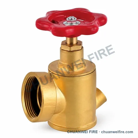 Brass-Finish Barrel-Body Female-Threaded Bottom-Inlet Fire Hose Valve