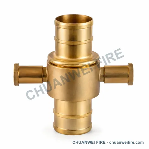 Brass-Finish Double-Latch Fire Hose Coupling