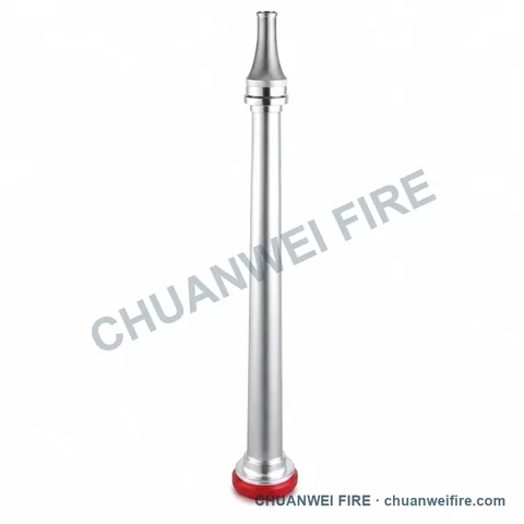 Silver-Finish Long Straight-Stream Fire Hose Nozzle