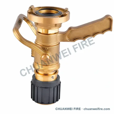 Brass-Finish Lever-Operated Spray Fire Hose Nozzle