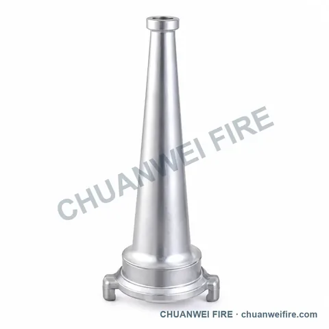 Silver-Finish Tapered Claw-Coupled Fire Hose Nozzle