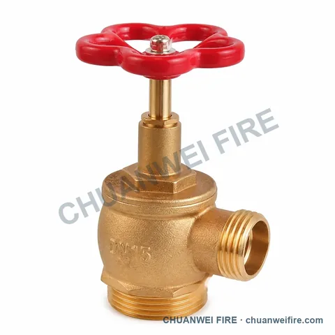 Brass-Finish Right-Angle Fire Hose Valve