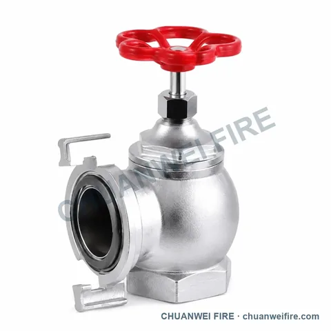 Red-Handwheel Silver-Finish Latch-Coupled Fire Hose Valve