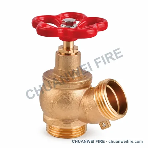 Brass-Finish Angled-Outlet Fire Hose Valve