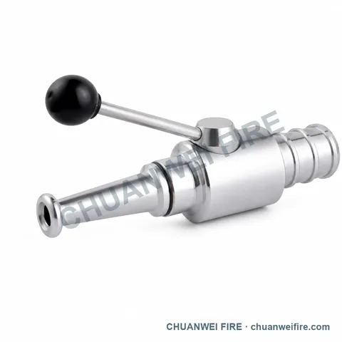 Silver-Finish Side-Handle Compact Fire Hose Nozzle