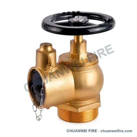 Black-Handwheel Brass-Finish Top-Latch Fire Hose Valve