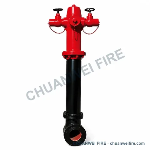 Red-and-Black Twin-Valve Long-Riser Fire Hydrant