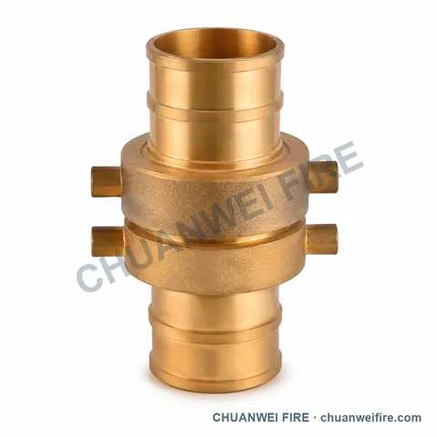 Brass-Finish Double-Lug Fire Hose Coupling