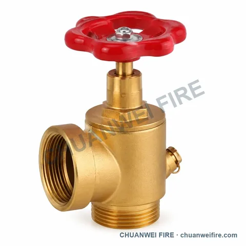 Brass-Finish Barrel-Body Male-Threaded Bottom-Inlet Fire Hose Valve