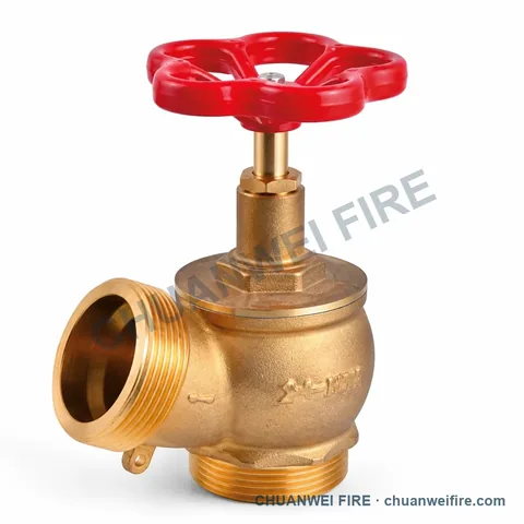 Brass-Finish Male-Threaded Bottom-Inlet Fire Hose Valve