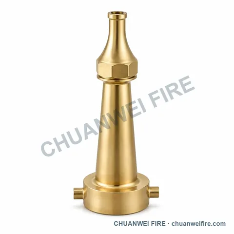Brass-Finish Double-Lug Straight-Stream Fire Hose Nozzle