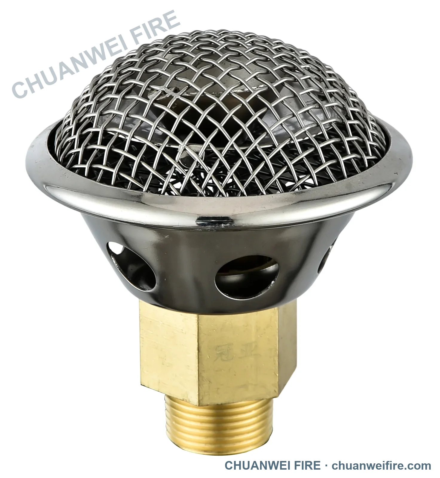 Closed air-aspirating foam-water sprinkler — mesh and air openings