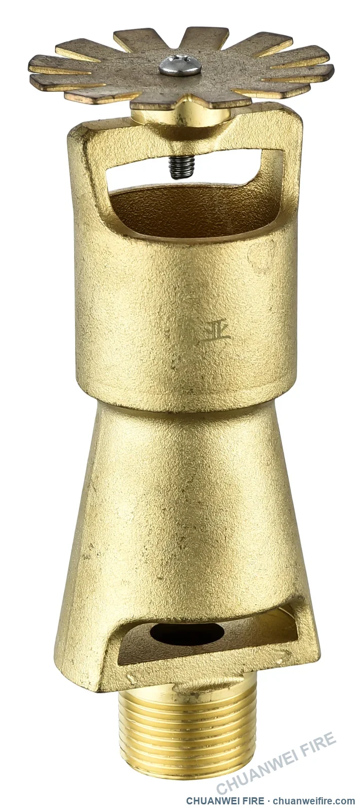 Downward-discharge tubular foam-water nozzle — small connection sample