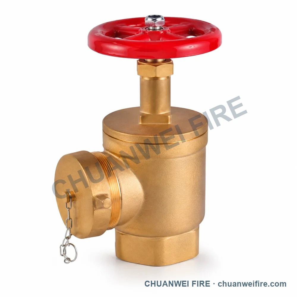 Catalog configuration illustration of Red-Handwheel Brass-Finish Capped Fire Hose Valve