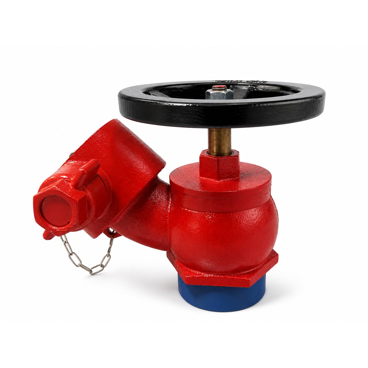 Indoor fire hydrants including the export slanted hydrant valve