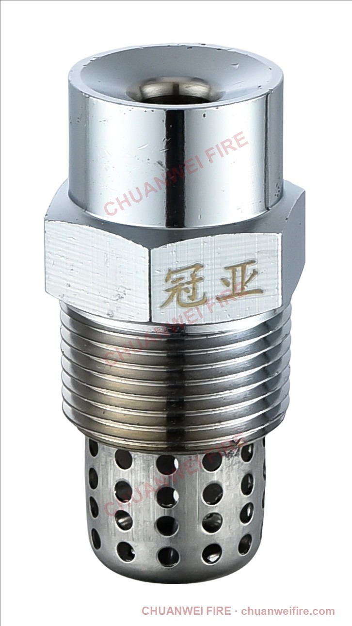 Water mist nozzle with inlet strainer