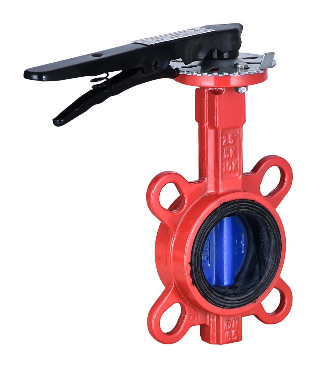 Enlarged lever operated wafer butterfly valve