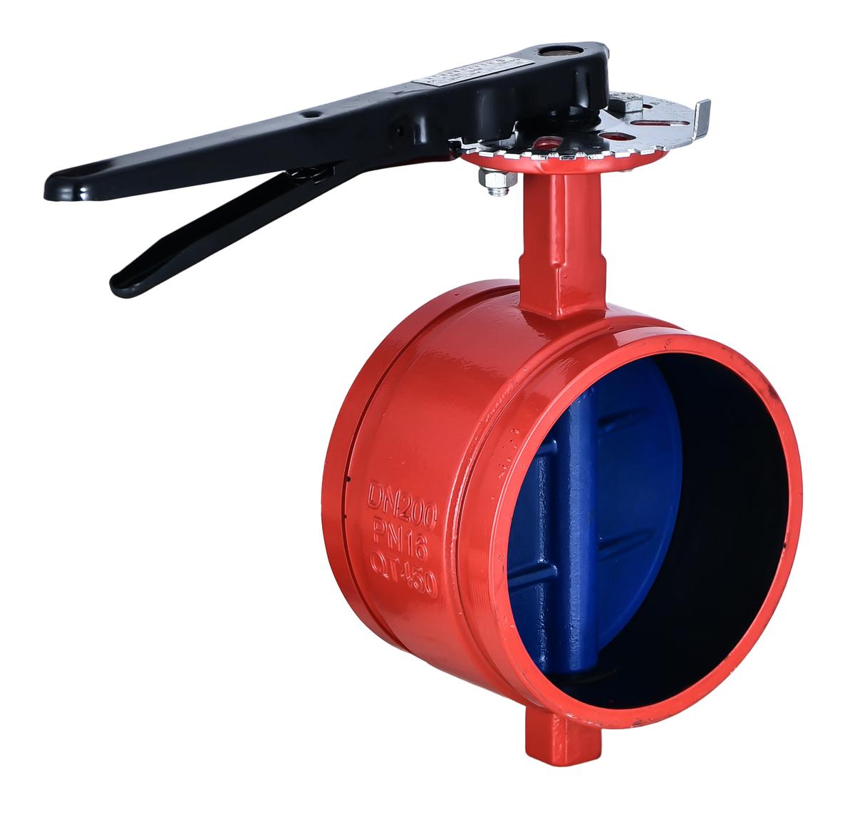 Lever operated grooved butterfly valve