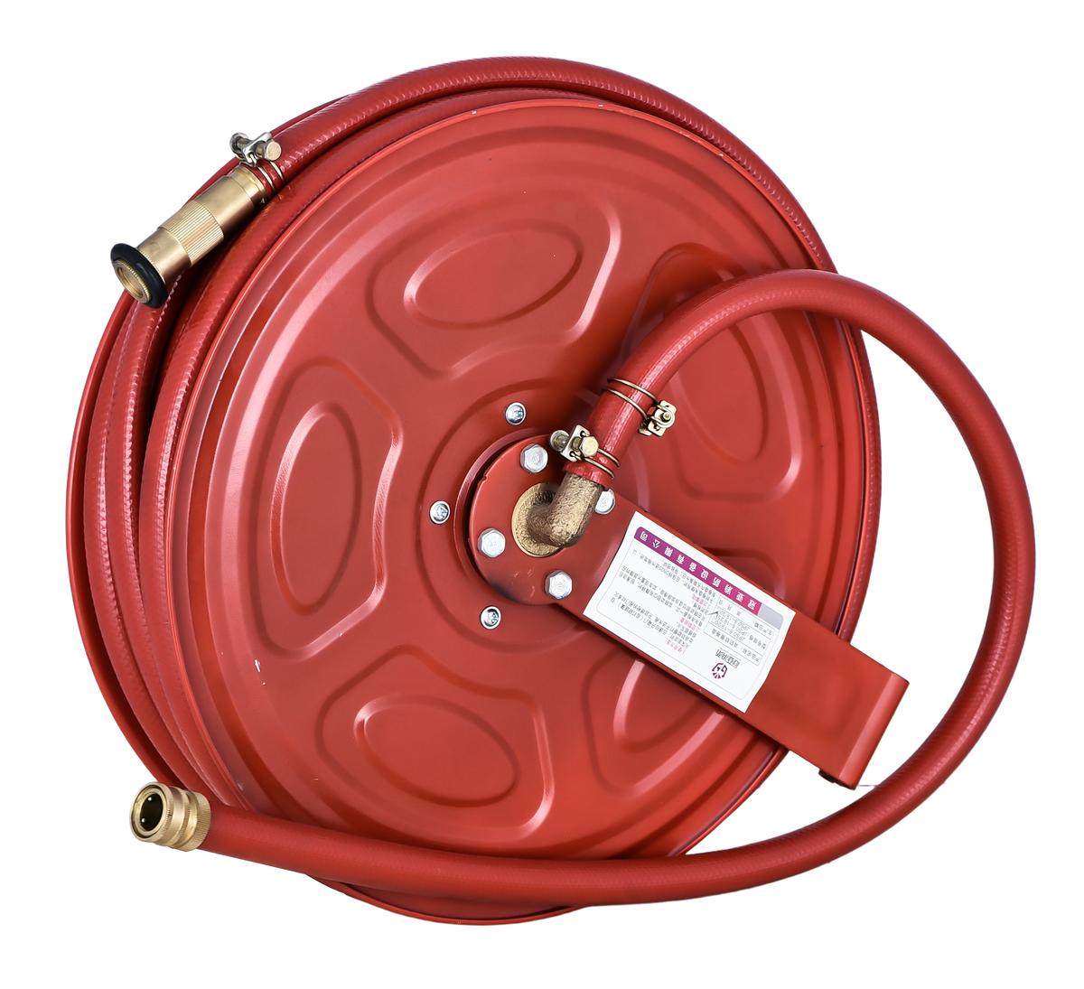 Jet spray fire hose reel with quick coupling